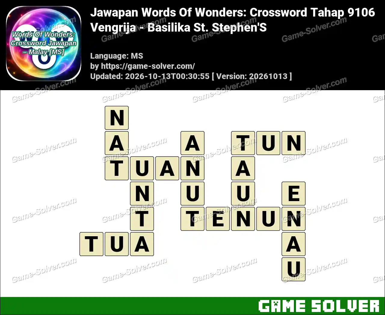 Jawapan Words Of Wonders: Crossword Tahap 9106 – Vengrija – Basilika St. Stephen’S